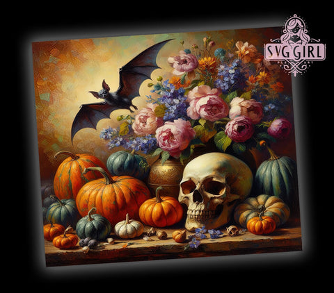 Pumpkin Skulls 20oz Tumbler Wrap Sublimation Design, Straight Tapered Tumbler Wrap, Funny Skull Tumbler Png, Instant Digital Download Sublimation SvggirlplusArt 