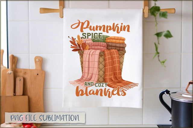 Pumpkin spice and cozy blankets Towel PNG Sublimation Shetara Begum 