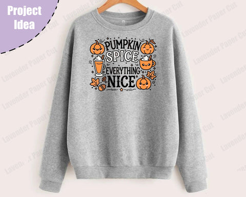 Pumpkin Spice and Everything Nice Layered SVG, Pumpkin Spice Latte, Kawaii Pumpkins, Halloween and Fall SVG, Cricut and Silhouette SVG Lavender Paper Cut 