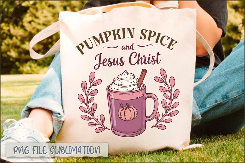 Pumpkin Spice And Jesus Christ Tote Bag Sublimation Shetara Begum 