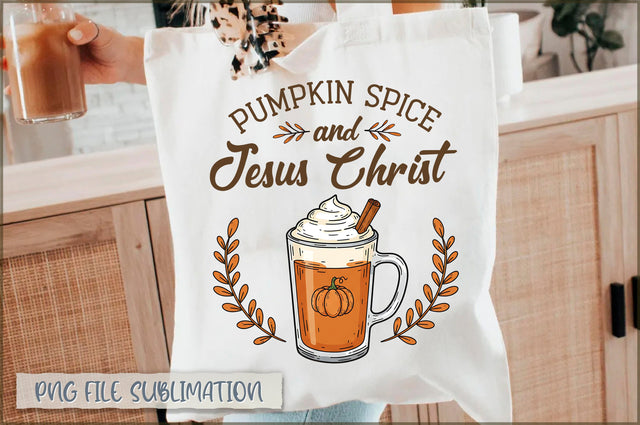 Pumpkin Spice And Jesus Christ Tote Bag Sublimation Shetara Begum 