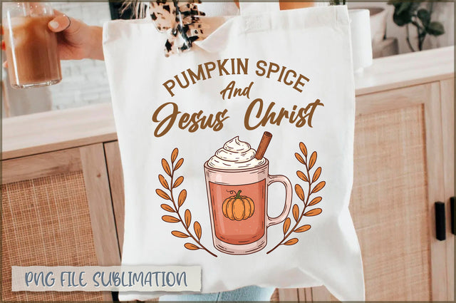 Pumpkin Spice And Jesus Christ Tote Bag Sublimation Shetara Begum 