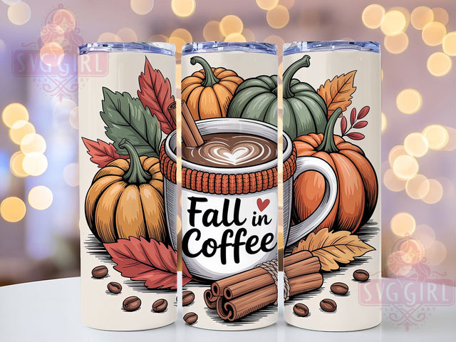 Pumpkin Spice Autumn Coffee Tumbler, Autumn Coffee Cup, Fall Vibes Wrap, 20Oz Sublimation Design, Cozy Latte Drinkware, Seasonal Coffee Lover Tumbler, Rustic Fall Mug Sublimation SvggirlplusArt 