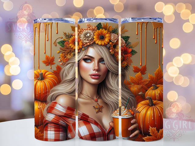 Pumpkin Spice Autumn Girl Tumbler, Fall Spice Wrap, 20oz Sublimation, Autumn Girl Cup, Pumpkin Latte Mug, Cozy Fall Tumbler, Pumpkin Season Drinkware Sublimation SvggirlplusArt 