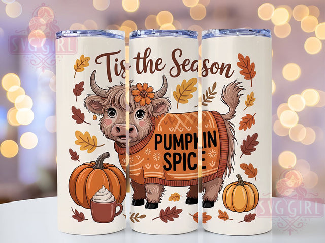 Pumpkin Spice Autumn Season Tumbler, Tis The Season Cup, 20Oz Sublimation Wrap, Autumn Coffee Drinkware, Fall Beverage Gift, Seasonal Mug Design, Cozy Pumpkin Latte Tumbler Sublimation SvggirlplusArt 