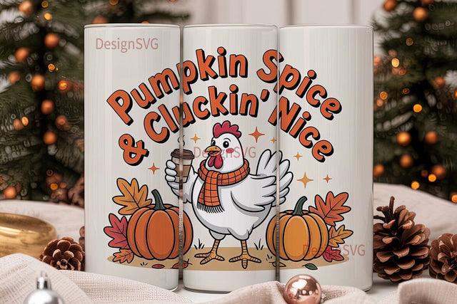 Pumpkin Spice Chicken 20oz Tumbler Wrap Sublimation DesignSVG 