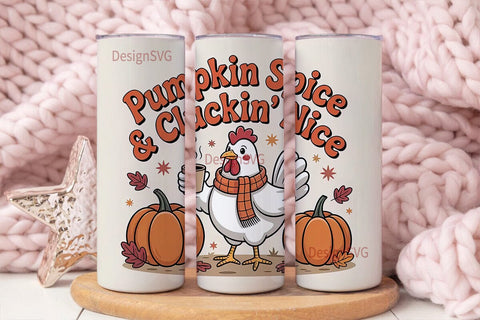 Pumpkin Spice Chicken 20oz Tumbler Wrap Sublimation DesignSVG 