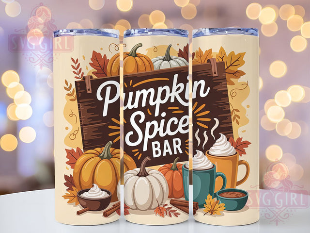 Pumpkin Spice Coffee Bar Tumbler Wrap, Fall Coffee Sublimation Design, 20oz Skinny Tumbler Wrap, Cozy Autumn Drinkware, Pumpkin Latte Tumbler Wrap, Seasonal Café Vibes Wrap, Rustic Fall Sublimation Design Sublimation SvggirlplusArt 