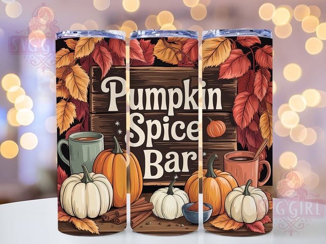 Pumpkin Spice Coffee Bar Tumbler Wrap, Fall Coffee Sublimation Design, 20oz Skinny Tumbler Wrap, Cozy Autumn Drinkware, Pumpkin Latte Tumbler Wrap, Seasonal Café Vibes Wrap, Rustic Fall Sublimation Design Sublimation SvggirlplusArt 
