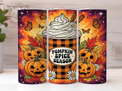 Pumpkin Spice Coffee Fall Vibes Tumbler, Fall Vibes Wrap, Autumn Sublimation PNG, Cozy Coffee Season, Rustic Farmhouse Style, 20oz Tumbler Sublimation, Pumpkin Latte Aesthetic Sublimation Lara' s Designs 