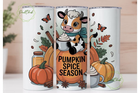 Pumpkin Spice Cow 20oz Tumbler Wrap Sublimation PixelChick 