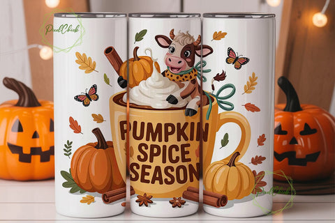 Pumpkin Spice Cow 20oz Tumbler Wrap Sublimation PixelChick 