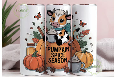 Pumpkin Spice Cow 20oz Tumbler Wrap Sublimation PixelChick 