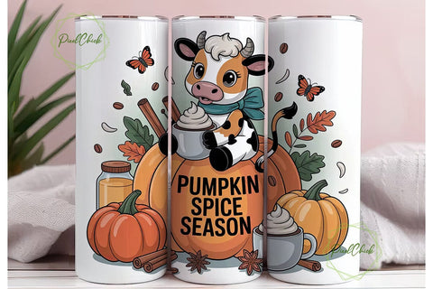 Pumpkin Spice Cow 20oz Tumbler Wrap Sublimation PixelChick 