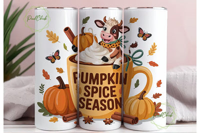 Pumpkin Spice Cow 20oz Tumbler Wrap Sublimation PixelChick 