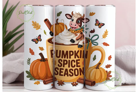 Pumpkin Spice Cow 20oz Tumbler Wrap Sublimation PixelChick 