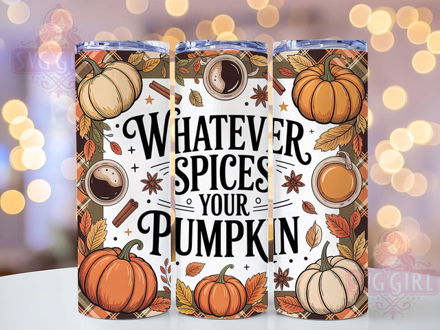 Pumpkin Spice Cozy Fall Coffee Tumbler, Fall Coffee Cup Design, 20oz Sublimation Wrap, Autumn Latte Mug Print, Cozy Fall Drinkware, Funny Pumpkin Spice Cup, Whatever Spices Your Mug Wrap, Harvest Season Coff Sublimation SvggirlplusArt 