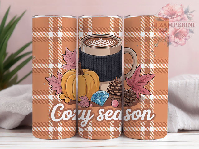 Pumpkin Spice Cozy Fall Floral Tumbler, Cozy Fall 20Oz Sublimation, Autumn Floral Coffee Cup, Rustic Harvest Mug Wrap, Farmhouse Pumpkin Drinkware Design, Thanksgiving Cozy Cup, Fall Flowers Tumbler Sublimation Li Zamperini 