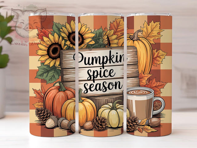 Pumpkin Spice Cozy Fall Tumbler, Fall Season Wrap, 20oz Sublimation, Autumn Pumpkin Cup, Pumpkin Spice Mug, Cozy Fall Tumbler, Thanksgiving Drinkware Sublimation Lara' s Designs 