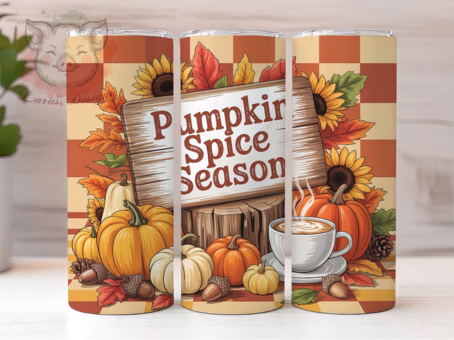 Pumpkin Spice Cozy Fall Tumbler, Fall Season Wrap, 20oz Sublimation, Autumn Pumpkin Cup, Pumpkin Spice Mug, Cozy Fall Tumbler, Thanksgiving Drinkware Sublimation Lara' s Designs 