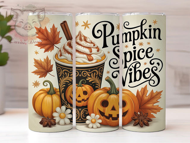 Pumpkin Spice Cozy Fall Vibes Tumbler Wrap, Fall Vibes Tumbler Png, 20oz Skinny Tumbler, Autumn Sublimation Design, Cozy Fall Tumbler, Pumpkin Spice Everything, Tumbler Design Download Sublimation Lara' s Designs 