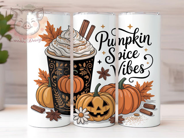 Pumpkin Spice Cozy Fall Vibes Tumbler Wrap, Fall Vibes Tumbler Png, 20oz Skinny Tumbler, Autumn Sublimation Design, Cozy Fall Tumbler, Pumpkin Spice Everything, Tumbler Design Download Sublimation Lara' s Designs 