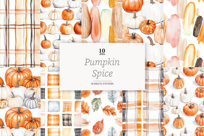 Pumpkin Spice Digital Paper | Autumn Farm Backgrounds Digital Pattern GlamArtZhanna 