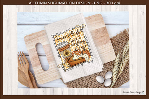 Pumpkin Spice & Everything Nice, Fall Sublimation Png, Doddle Frame, Autumn Decor Sublimation Keepsake Treasures Designs LLC. 