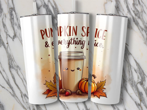 Pumpkin Spice & Everything Nice Fall Tumbler Wrap Sublimation png Sublimation Luvleigh Digitals 