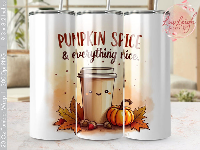 Pumpkin Spice & Everything Nice Fall Tumbler Wrap Sublimation png Sublimation Luvleigh Digitals 