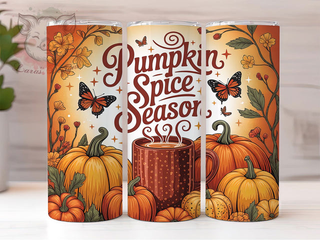 Pumpkin Spice Fall Butterfly Tumbler, Fall Butterfly, Autumn Wrap, 20Oz Tumbler, Sublimation Design, Cozy Season, Seasonal Aesthetic Sublimation Lara' s Designs 