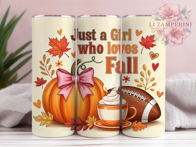 Pumpkin Spice Fall Girl Tumbler, Fall Coffee Tumbler, Pumpkin Spice Wrap, Autumn Tumbler Design, Football Girl Wrap, 20oz Tumbler PNG, Sublimation Wrap Sublimation Li Zamperini 