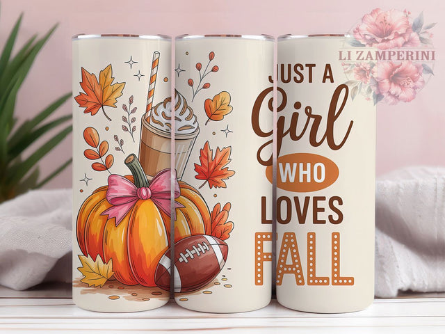 Pumpkin Spice Fall Girl Tumbler, Fall Coffee Tumbler, Pumpkin Spice Wrap, Autumn Tumbler Design, Football Girl Wrap, 20oz Tumbler PNG, Sublimation Wrap Sublimation Li Zamperini 