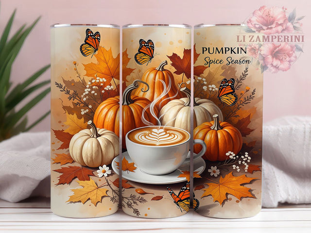 Pumpkin Spice Fall Vibes Tumbler Wrap, Fall Tumbler Wrap, Fall Vibes Png, 20oz Skinny Tumbler Png, Autumn Tumbler Design, Pumpkin Sublimation, Hello Fall Png Sublimation Li Zamperini 