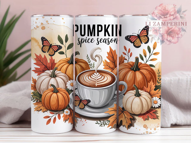 Pumpkin Spice Fall Vibes Tumbler Wrap, Fall Tumbler Wrap, Fall Vibes Png, 20oz Skinny Tumbler Png, Autumn Tumbler Design, Pumpkin Sublimation, Hello Fall Png Sublimation Li Zamperini 