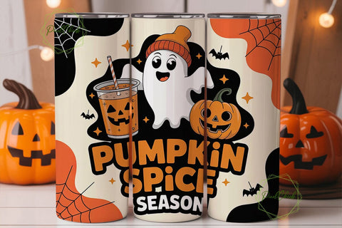 Pumpkin Spice Ghost 20oz Tumbler Wrap Sublimation PixelChick 
