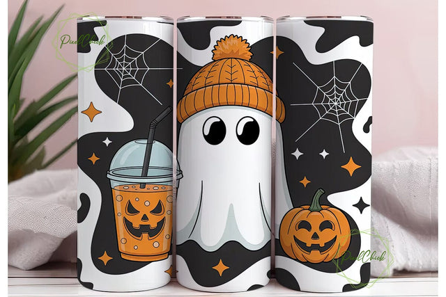 Pumpkin Spice Ghost 20oz Tumbler Wrap Sublimation PixelChick 