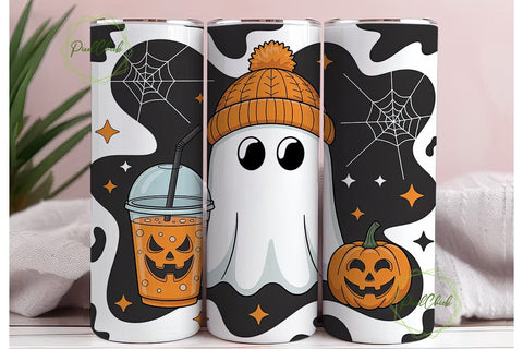 Pumpkin Spice Ghost 20oz Tumbler Wrap Sublimation PixelChick 
