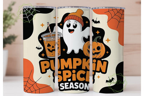 Pumpkin Spice Ghost 20oz Tumbler Wrap Sublimation PixelChick 