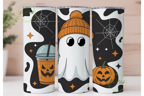 Pumpkin Spice Ghost 20oz Tumbler Wrap Sublimation PixelChick 