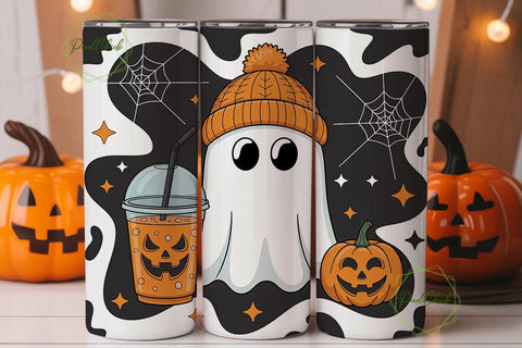 Pumpkin Spice Ghost 20oz Tumbler Wrap Sublimation PixelChick 