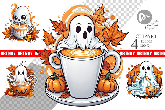 Pumpkin Spice Ghost Clipart Sublimation artnoy 