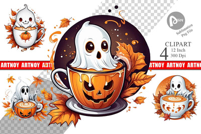 Pumpkin Spice Ghost Clipart Sublimation artnoy 