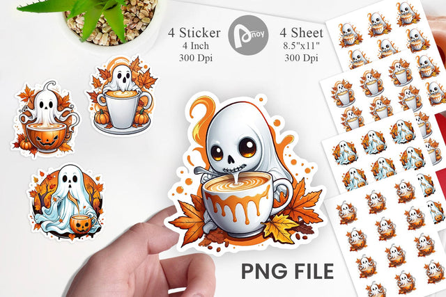 Pumpkin Spice Ghost Sticker Sublimation artnoy 