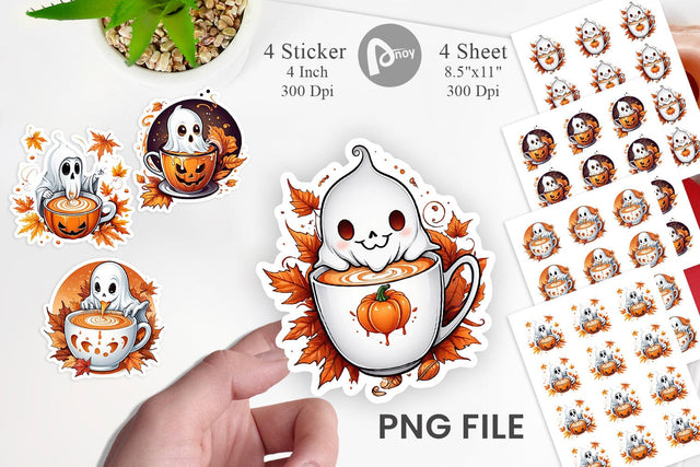 Pumpkin Spice Ghost Sticker Sublimation artnoy 