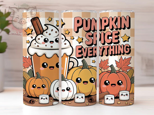 Pumpkin Spice Hello Fall Tumbler Wrap, Fall Tumbler Png, 20oz Skinny Tumbler, Pumpkin Spice Vibes, Sublimation Download, Autumn Tumbler Wrap, Hello Fall Tumbler Sublimation Lara' s Designs 