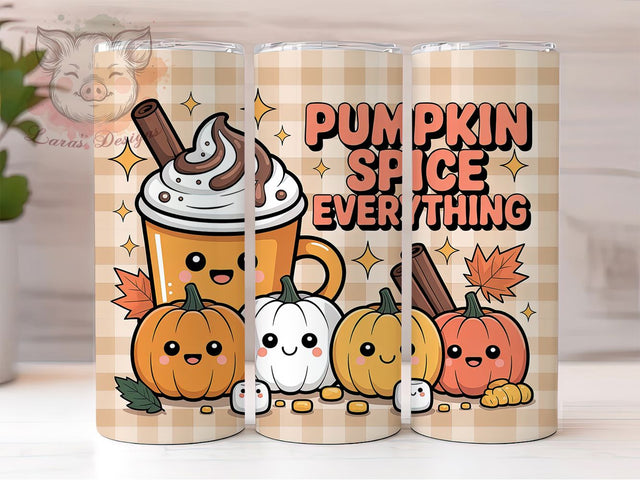 Pumpkin Spice Hello Fall Tumbler Wrap, Fall Tumbler Png, 20oz Skinny Tumbler, Pumpkin Spice Vibes, Sublimation Download, Autumn Tumbler Wrap, Hello Fall Tumbler Sublimation Lara' s Designs 