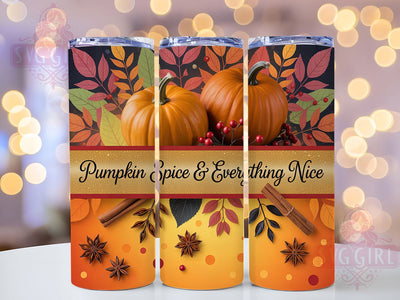 Pumpkin Spice Hello Fall Tumbler Wrap, Fall Tumbler Png, 20oz Skinny Tumbler, Pumpkin Spice Vibes, Sublimation Download, Autumn Tumbler Wrap, Hello Fall Tumbler Sublimation SvggirlplusArt 