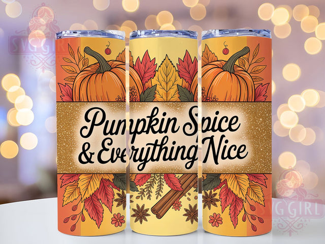 Pumpkin Spice Hello Fall Tumbler Wrap, Fall Tumbler Png, 20oz Skinny Tumbler, Pumpkin Spice Vibes, Sublimation Download, Autumn Tumbler Wrap, Hello Fall Tumbler Sublimation SvggirlplusArt 