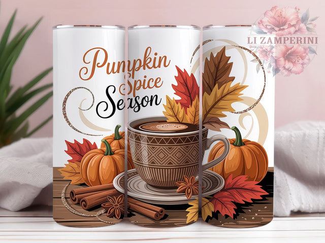 Pumpkin Spice Hello Fall Tumbler Wrap, Fall Tumbler Png, 20oz Skinny Tumbler, Pumpkin Spice Vibes, Sublimation Download, Harvest Tumbler Design, Hello Fall Tumbler Sublimation Li Zamperini 